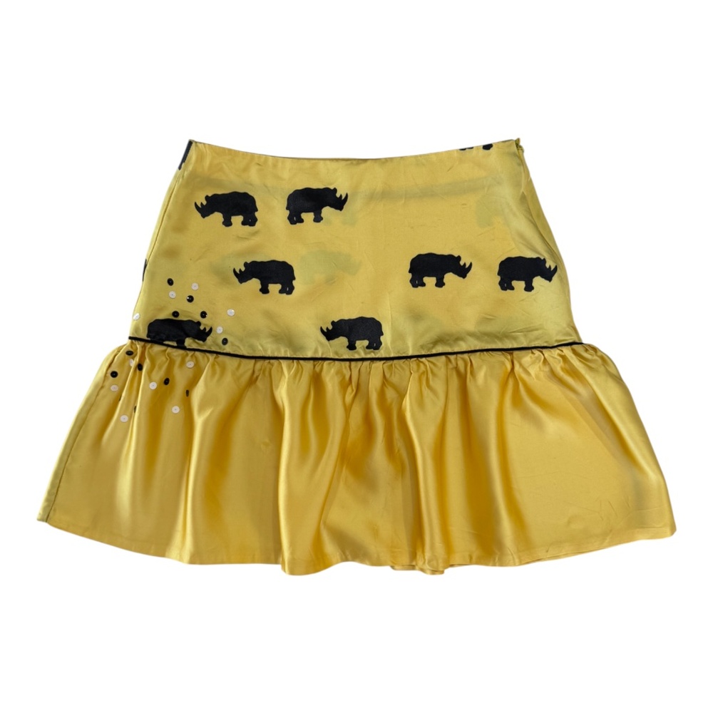 DELPHINE MURAT -  VINTAGE SS02 - LOW WAIST RHINO SKIRT - SATIN - YELLOW/BLACK